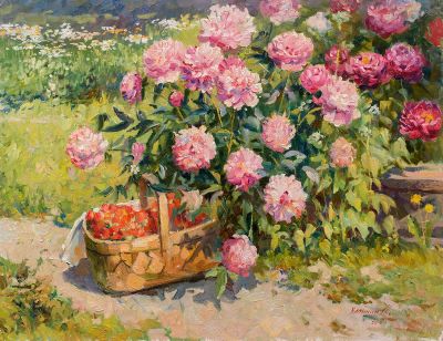 Калинин Михаил. Пионы, 2014., 70х90см., х\м. Калинин Михаил Алексеевич Родился в 1971 году в 