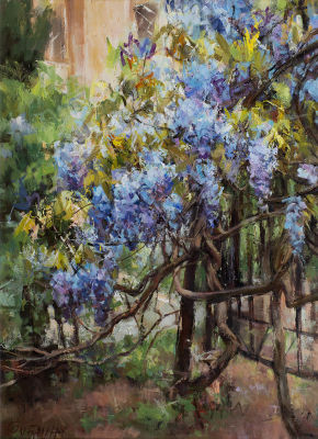 Трубач-Мошникова Нелина. Глициния цветет, 2009г., 70х50см., х\м. Родилась в 1960 году в 