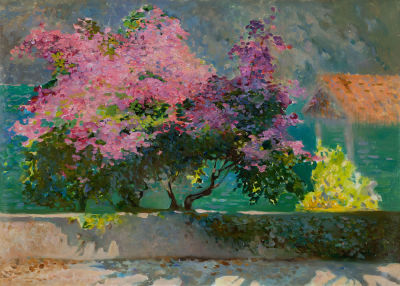 Романова Екатерина. Богомила цветет, 2011г., 50х70см., х\м. Родилась в Ленинграде в 1983 году. 