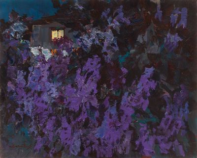 Винтаев Юрий. Сиреневая ночь, 2009г., 80х100см, х\м. Живописец. Родился в 1952 году в д. 