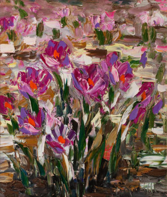 Плотников Георгий. Крокусы, 2007г., 60х50см., картон\масло. Родился в 1964 году в городе 