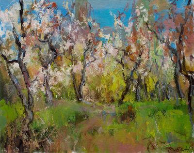 Трубач-Мошникова Нелина. Черешневый сад, 2009г., 40х50см., х\м. Родилась в 1960 году в 