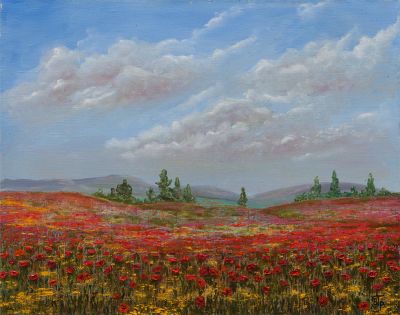 Гриценко Валентина, Боснийские маки, 2012г., 40х50см., х\м. В 1984 году закончила Московский 