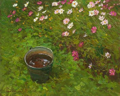 Рыбакова Ирина. Заслуженный художник РФ. Академик РАХ. Космея, 2012г., 40х50см., х\м. Родилась 