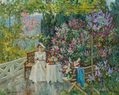 [Большой формат] Семененко Александр. В саду май, 2017г., 80х100см., х\м. Родился в 1984 году в 