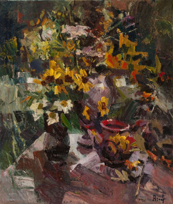 Агеев Иван «Цветы в дождь» 70х60 см, 2008 г. Холст, масло. Заслуженный художник Европы. Родился 