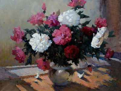 [Большой формат] Андреев Василий «Пионы (2)» 100х125 см, 2014 г. Холст, масло. Заслуженный 