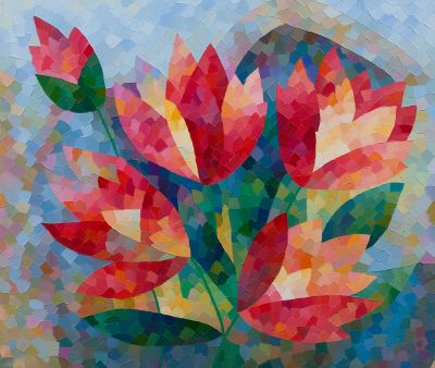 Антошина Ирина «Красные цветы» 60x70 см 2012 г. Холст, масло. Художница родилась 21 февраля 1962 