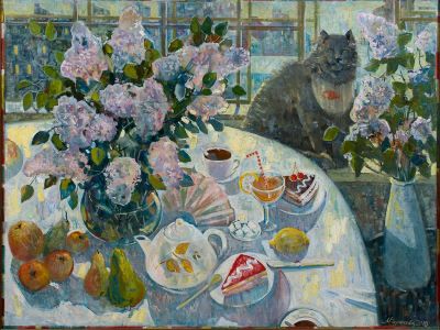 [Большой формат] Баранова Маргарита «Сирень в Петербурге» 85x110 см, 2010 г. Холст, масло. Барано 