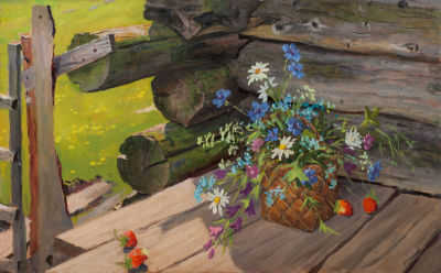 Богатырев Михаил «Угол старого дома» 49,5x79,5 см, 1978 г. Картон, масло. (1924-1999). 