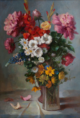 Горшунов Михаил «Букет цветов», 70x48 см, 2008 г. Холст, картон, масло. Родился 25 июля 1958 