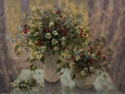 Ень Александр «Букет с ягодами» 60х70 см, 2009 г. Холст, масло. Родился в феврале 1957 года в 