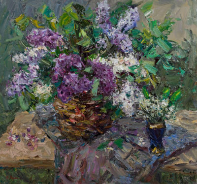 Зорко Анатолий Егорович, Заслуженный художник Украины, «Сирень» 75х80 см, 2007 г. Холст, масло. Р 
