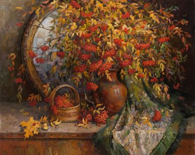 [Большой формат] Калинин Михаил &laquo;Рябина с зеркалом&raquo; 80x100 см, 2015 г. Холст, масло. Художник 