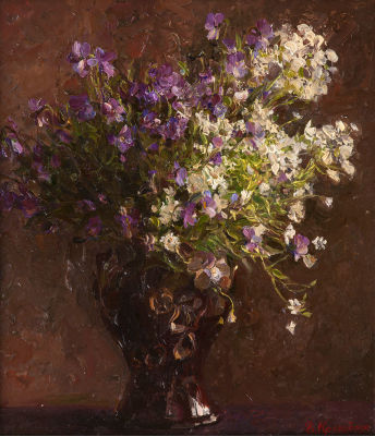 Коркодым Владимир Николаевич, Заслуженный художник России, &laquo;Букет&raquo; 33x28 см, 2001 г. МДФ, масло. 