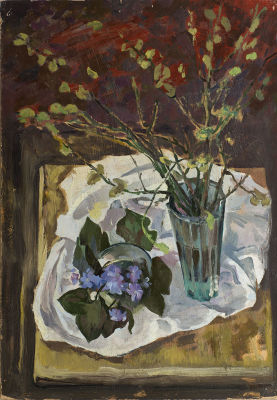 Кравцов Геннадий &laquo;Натюрморт с ветками&raquo; 73,5 x 50 см. Картон, масло. Кравцов Геннадий Трофимович 