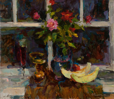 Криушин Александр &laquo;Натюрморт с дыней&raquo; 65x75 см, 2009 г. Холст, масло. Александр Криушин родился 