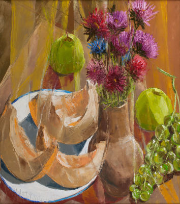 Меркулов Валентин &laquo;Дынька, на даче&raquo; 80x70 см, 2011 г. Холст, масло