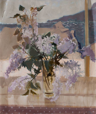 Молчанова-Дудченко Елена. Заслуженный художник АР Крым. &laquo;Сирень. Ласпи&raquo; 70x60 см, 2012 г. Холст 