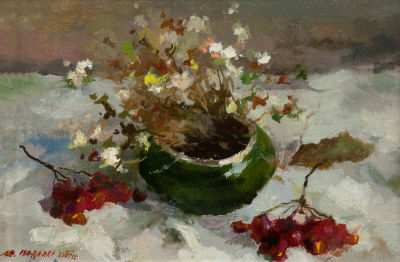 Падалка Юрий &laquo;Натюрморт с рябиной&raquo; 19,5х30 см, 2007 г. Холст, масло