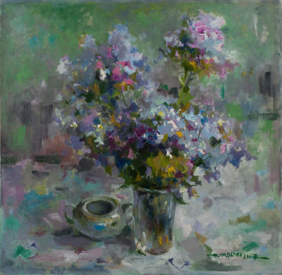 Падалка Юрий &laquo;Цветы&raquo; 60х60 см, 2007 г. Холст, масло