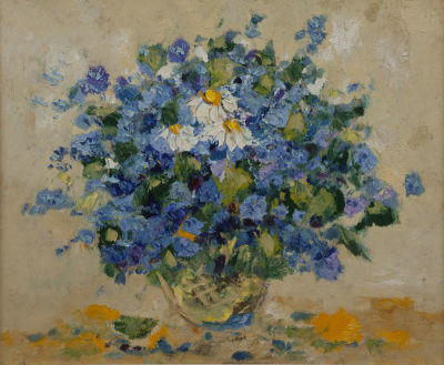 Плотников Георгий &laquo;Незабудки&raquo; 50х60 см, 2009 г. Оргалит, масло