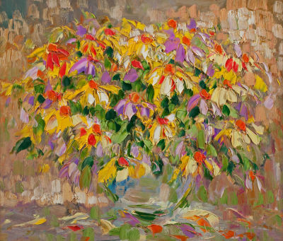 Плотников Георгий &laquo;Рутбеккия&raquo; 50х60 см, 2007 г. Картон, масло