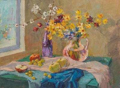 Поздеев Игорь &laquo;Натюрморт с цветами&raquo; 60x80 см, 2015 г. Холст, масло