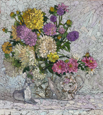 Совков Сергей, Заслуженный художник Европы, Лауреат Золотой Медали МФКД, &laquo;Георгины&raquo; 62x56 см 