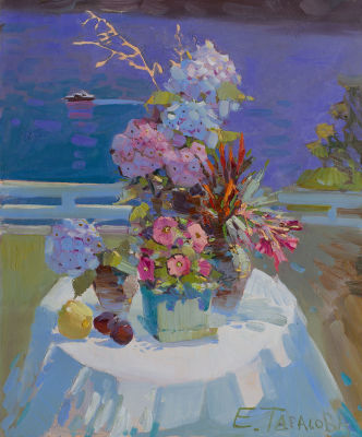 Тарасова Евгения &laquo;Натюрморт на террасе&raquo; 60x50 см, 2015 г. Холст, масло