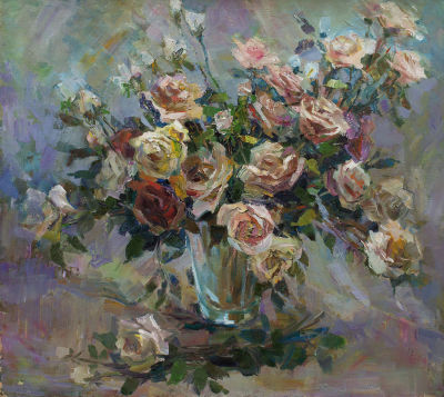 Чеботару Тамара Виссарионовна &laquo;Розы&raquo; 80x90 см, 2009 г. Холст, масло
