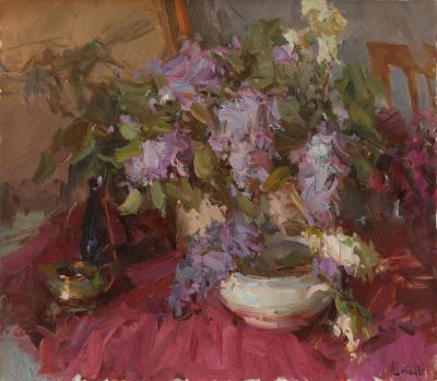 Шабадей Александр Николаевич, Лауреат Золотой медали МФКД, &laquo;Сирень на красном&raquo; 70x80 см, 2008 