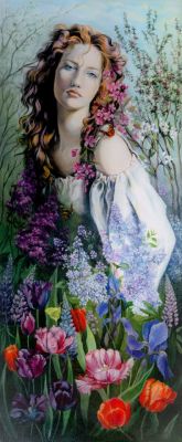 Юлия Ефремова. Весна, 2023г., 120&times;50см., холст, акрил, масло. Юлия Ефремова художница с 