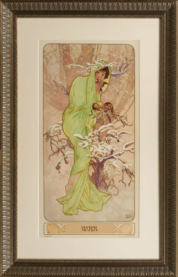 Mucha, Alphonse, "Four Seasons. Hiver". Альфонс Муха, "Четыре сезона. Зима", оттиск. Размер 