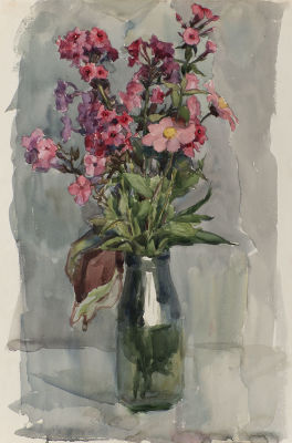 Пискарёва Анна Николаевна(1934-1988), 
Букет флоксов, 1950е, 51x31, б/акв
. График. Член Союза 