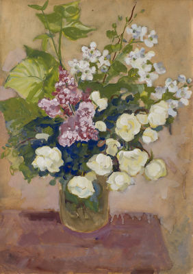 Пискарёва Анна Николаевна (1934-1988), 
Букет цветов, 1950е, 57х40, б/акв.
. График. Член Союза 