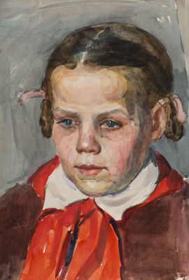 Пискарёва Анна Николаевна (1934-1988), 
Пионерка, 1950е, 36x25, бумага, акварель.
. График. Член 