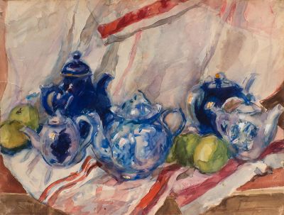 Магидсон Ариадна Соломоновна (1906-1981).
Член Ассоциации АХРР.
Голубой сервиз, 39,5х51,5, б.акв.
. 