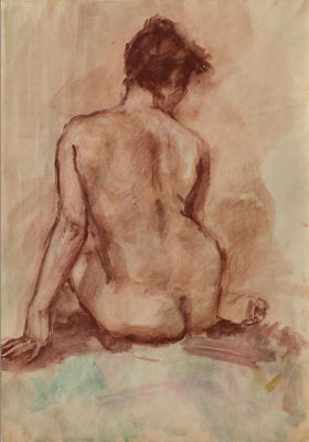 Магидсон Ариадна Соломоновна (1906-1981).
Член Ассоциации АХРР.
Ню, 42х30, б.акв.
. Советская 