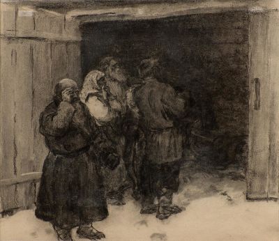 Расторгуев Евгений Анатольевич (1920-2009).
Заслуженный деятель искусств РФ.
У амбара, 1950 