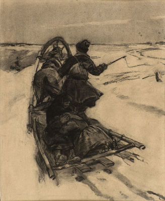 Расторгуев Евгений Анатольевич (1920-2009).
Заслуженный деятель искусств РФ.
На санях, 1950 