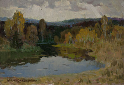 Александрочкин Юрий Михайлович (1937-2008) &laquo;Полдень&raquo; 22x32 см 1987 г. Картон, масло. Советский 