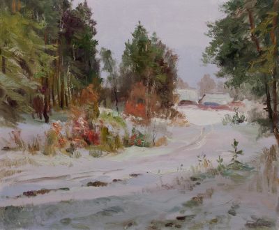 Бабак Вячеслав Петрович (1946 г.р.) &laquo;Зимка&raquo; 50х60 см. Холст, масло. . Родился в семье известного 