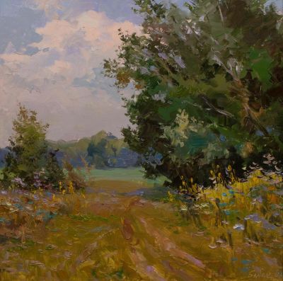 Бабак Вячеслав Петрович (1946 г.р.) &laquo;После дождя&raquo; 50х50 см. Картон, масло. Оформлена в раму. Род 