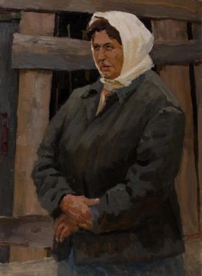 Богатырёв Михаил (1924-1999), Заслуженный художник РФ, &laquo;Портрет женщины в фуфайке&raquo; 79х60 см. 