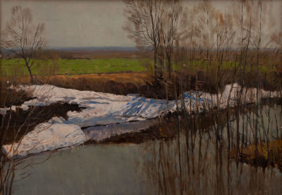 Голубев Яков Андреевич (1913-1973) &laquo;Весна&raquo; 50x70 см. Оргалит, масло. Оформлена в раму.
