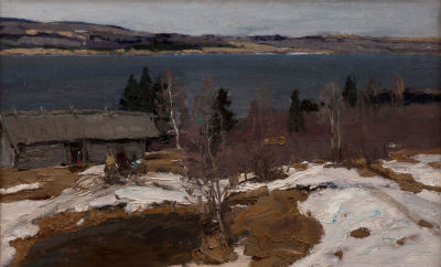 Голубев Яков Андреевич (1913-1973) &laquo;Свирь&raquo; 50x80 см, 1970 г. Холст, масло. Оформлена в раму.