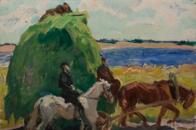 Гуляев Александр Георгиевич (1917-1995), ученик А. Осмёркина, &laquo;Пушкин на коне&raquo; 33.5х50 см 1970 