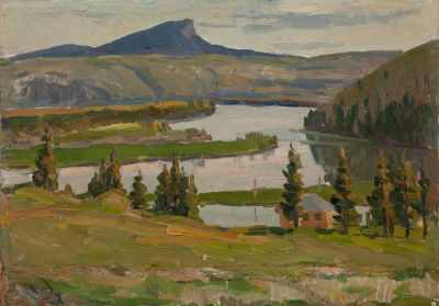 Гуменных Михаил Васильевич (1925-2016) «Река Вишера» 35х50 см. Картон, масло. Родился в д. 