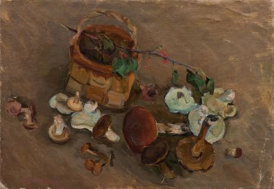 Гусева Тамара Петровна (1918-2002), Заслуженный художник РСФСР, «Грибы» 43,5x61 см, 1966 г. 